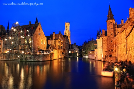 Bruges as night falls